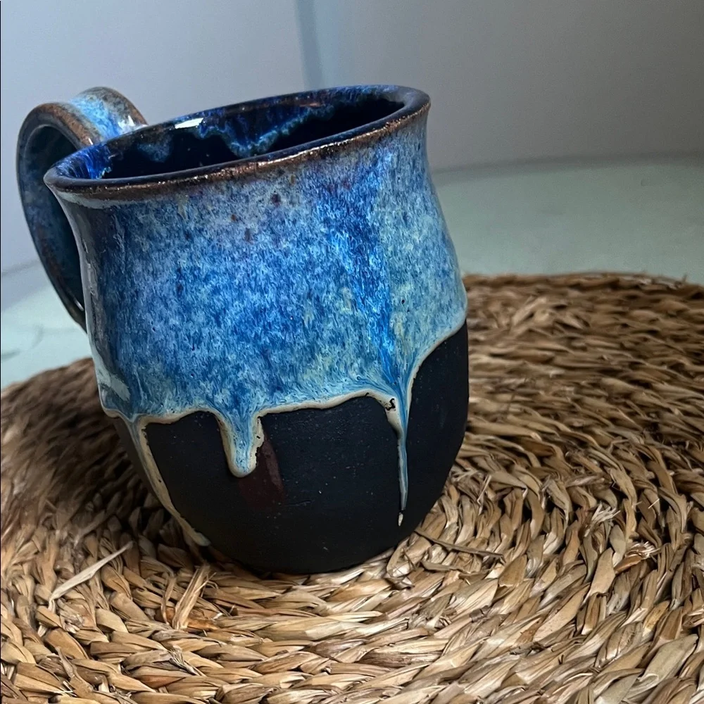 Artisan Blue and Black Ceramic Mug - Picture 3 of 11